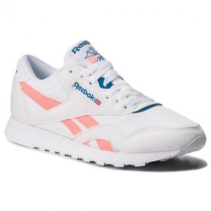 Reebok Classic Womens 8.5 White/Digital Pink/Blue Sneaker